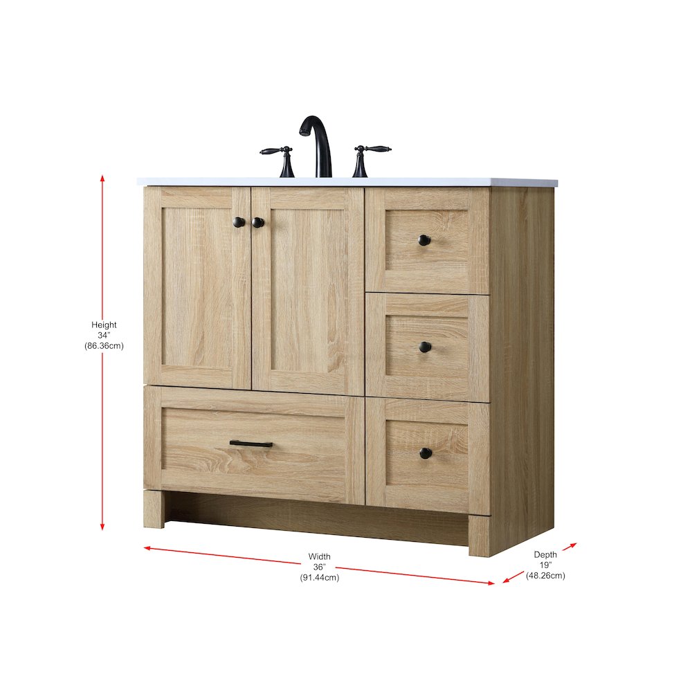 36 Inch Single Bathroom Vanity In Mango Wood