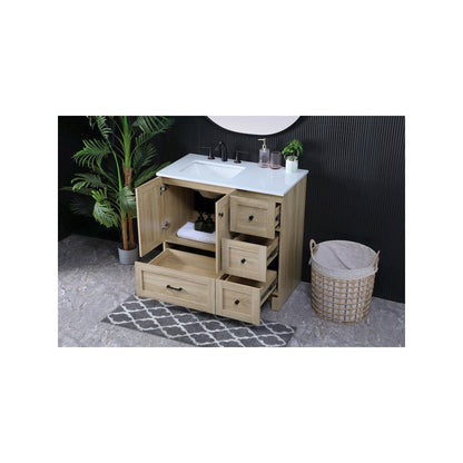 36 Inch Single Bathroom Vanity In Mango Wood