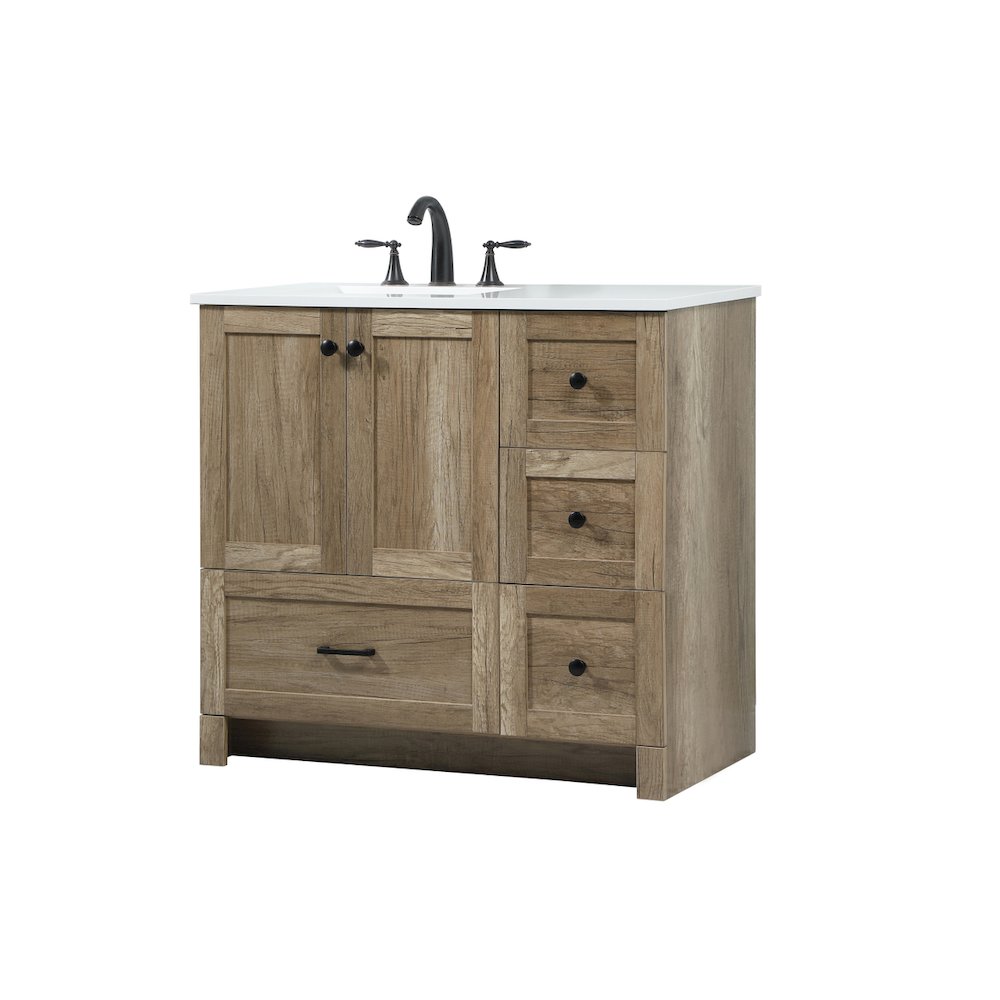 36 inch Single bathroom vanity in natural oak