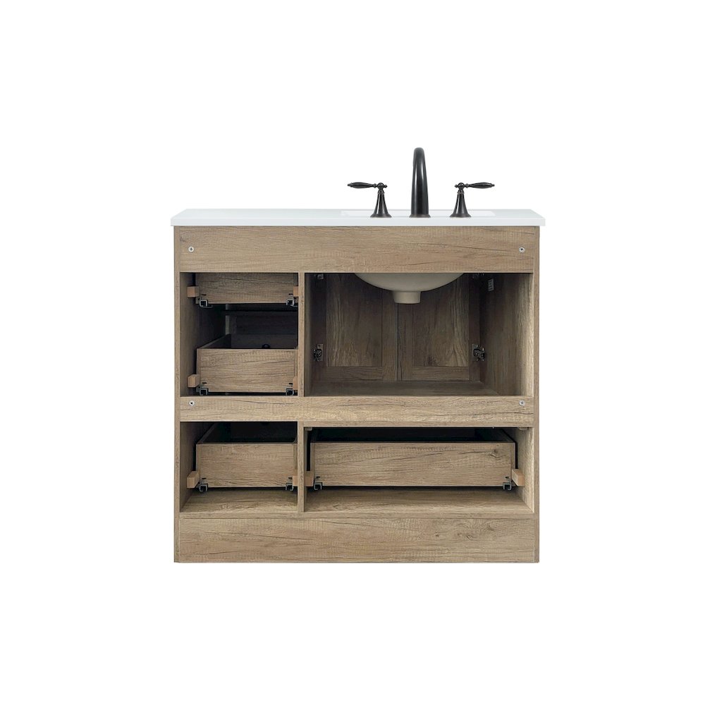 36 inch Single bathroom vanity in natural oak