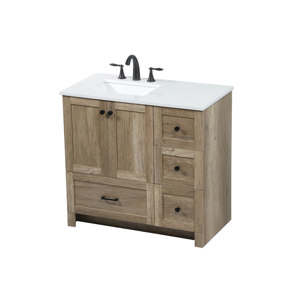 36 inch Single bathroom vanity in natural oak