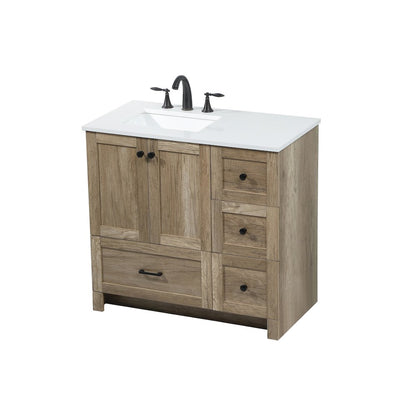 36 inch Single bathroom vanity in natural oak
