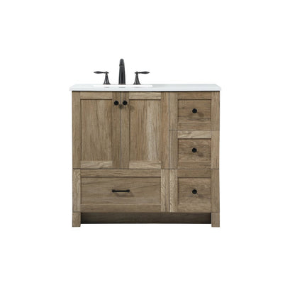 36 inch Single bathroom vanity in natural oak