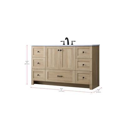 54 Inch Single Bathroom Vanity In Mango Wood