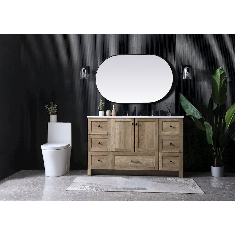 54 Inch SIngle Bathroom Vanity In Natural Oak