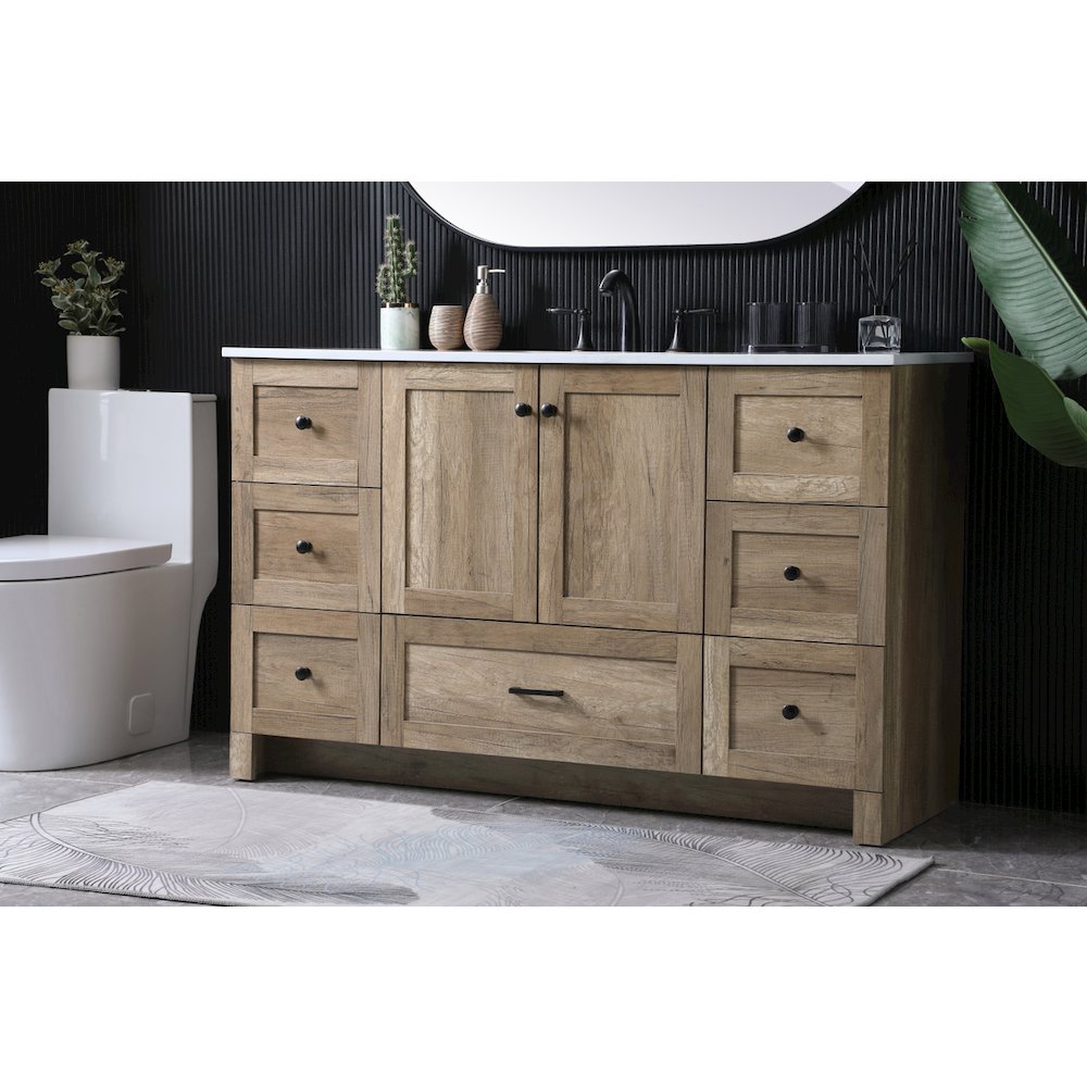 54 Inch SIngle Bathroom Vanity In Natural Oak