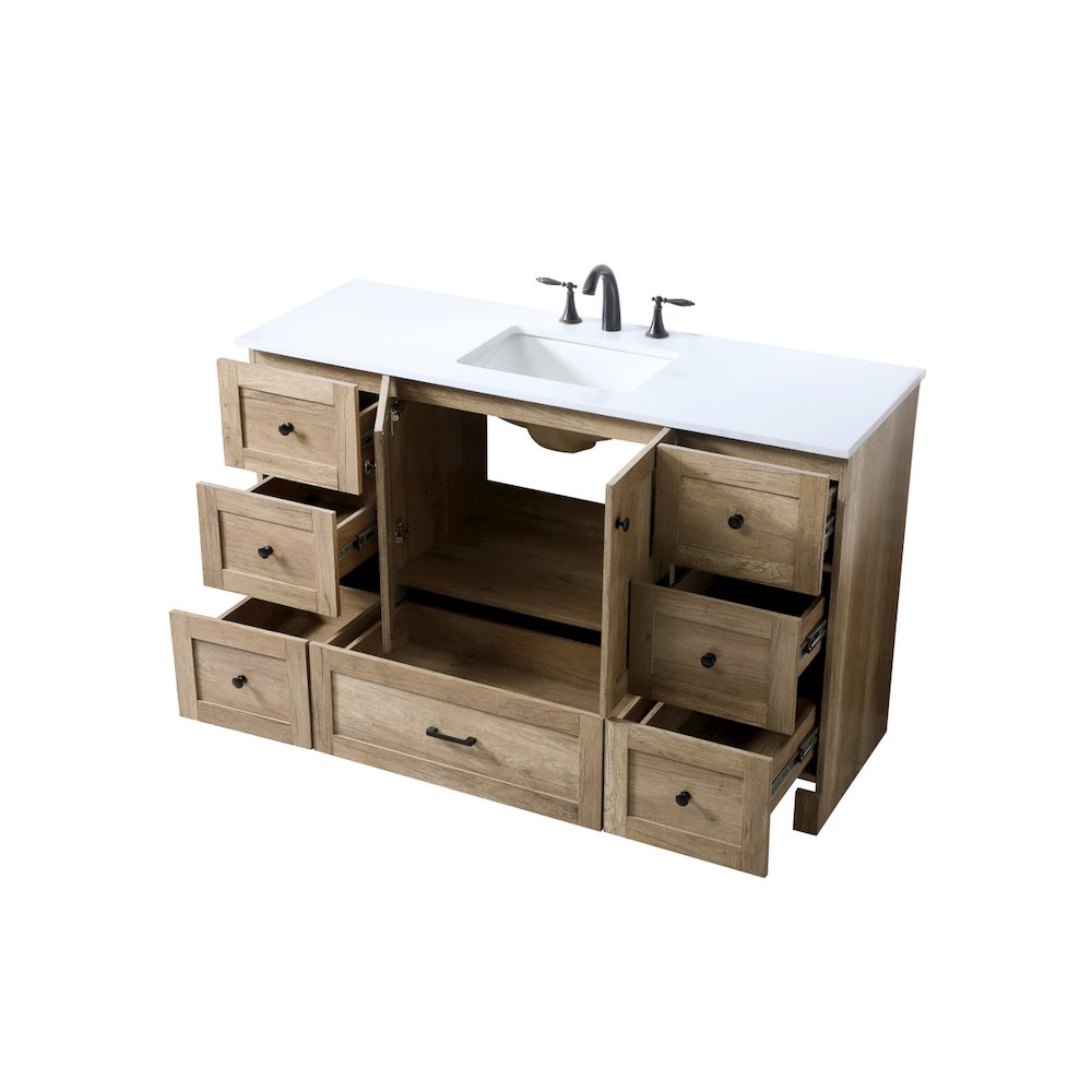 54 Inch SIngle Bathroom Vanity In Natural Oak