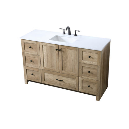 54 Inch SIngle Bathroom Vanity In Natural Oak