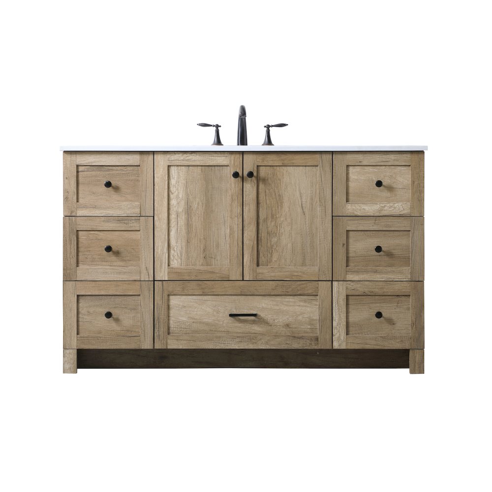 54 Inch SIngle Bathroom Vanity In Natural Oak
