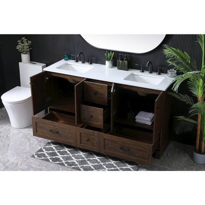 60 Inch Double Bathroom Vanity In Expresso