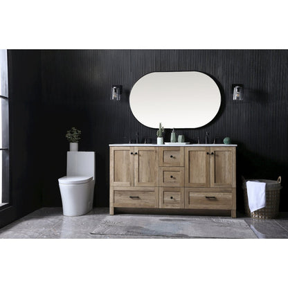 60 Inch Double Bathroom Vanity In Natural Oak