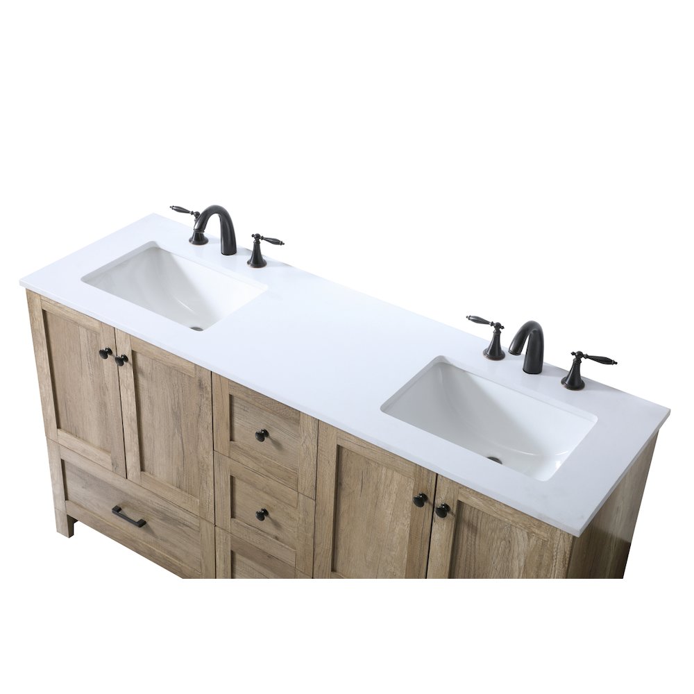 60 Inch Double Bathroom Vanity In Natural Oak