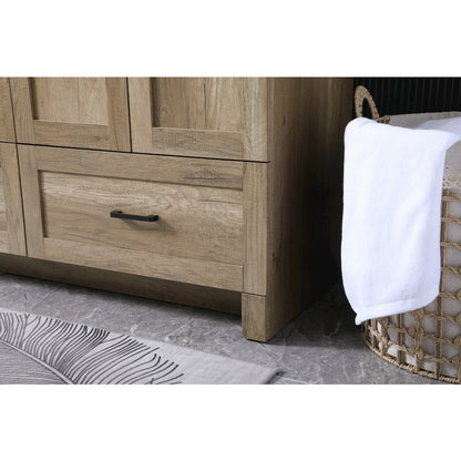 60 Inch Double Bathroom Vanity In Natural Oak