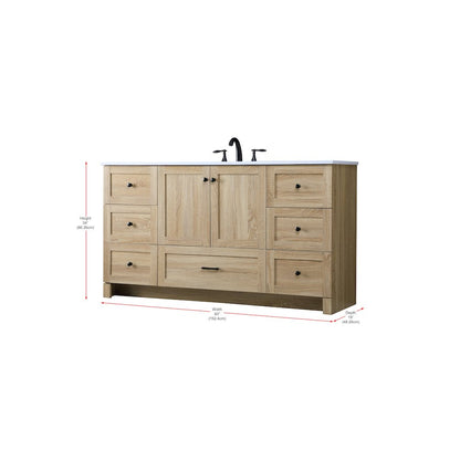 60 Inch Single Bathroom Vanity In Mango Wood