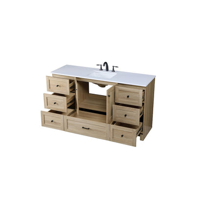60 Inch Single Bathroom Vanity In Mango Wood