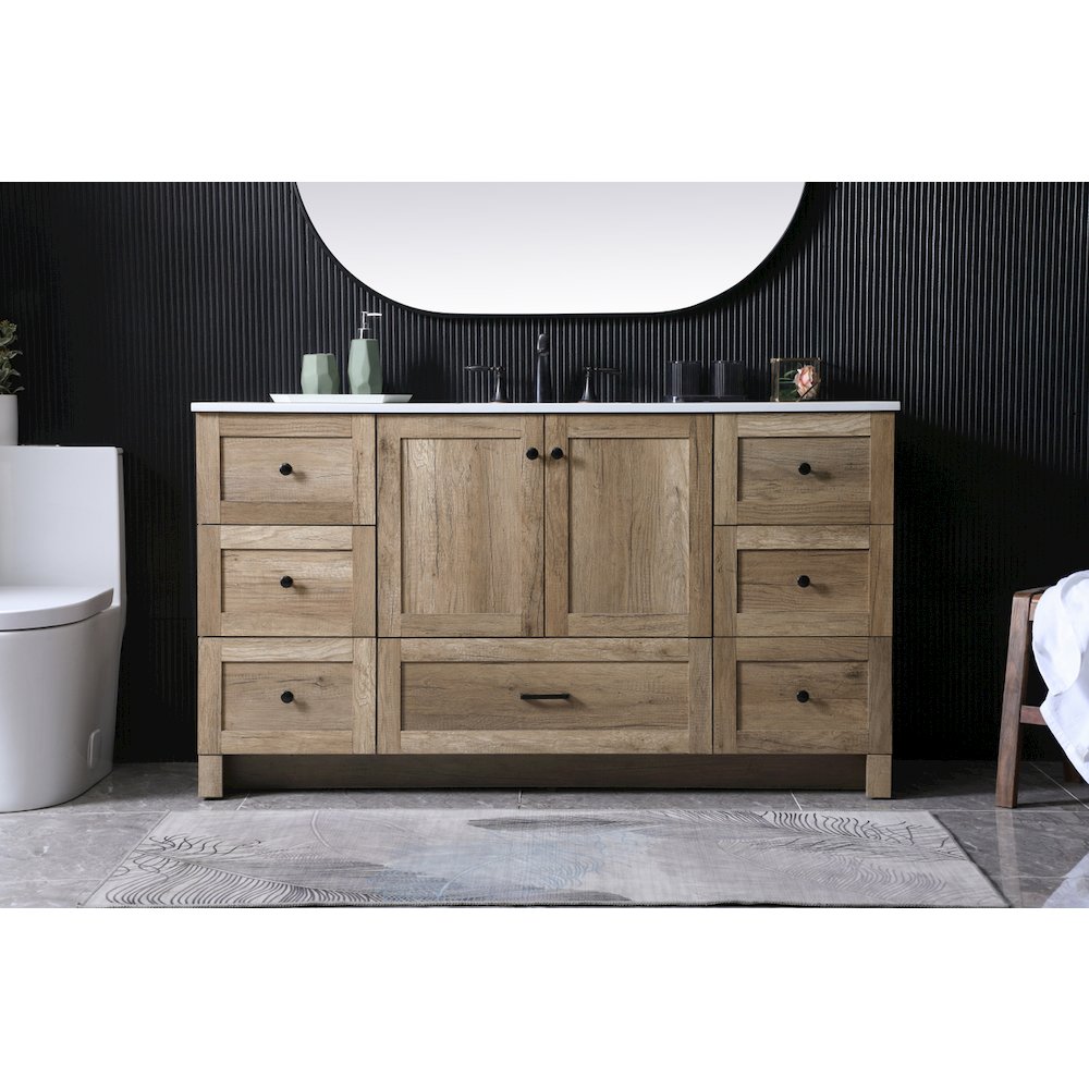 60 Inch SIngle Bathroom Vanity In Natural Oak