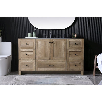 60 Inch SIngle Bathroom Vanity In Natural Oak