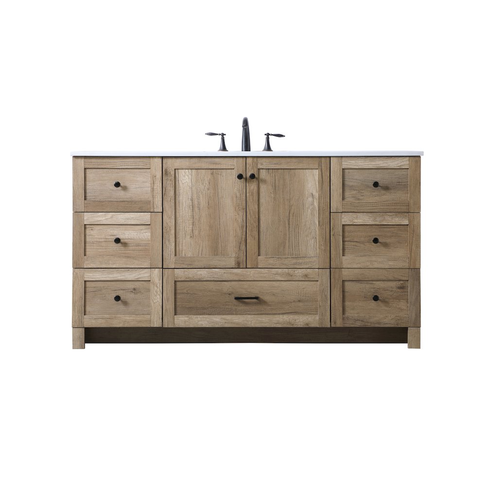 60 Inch SIngle Bathroom Vanity In Natural Oak