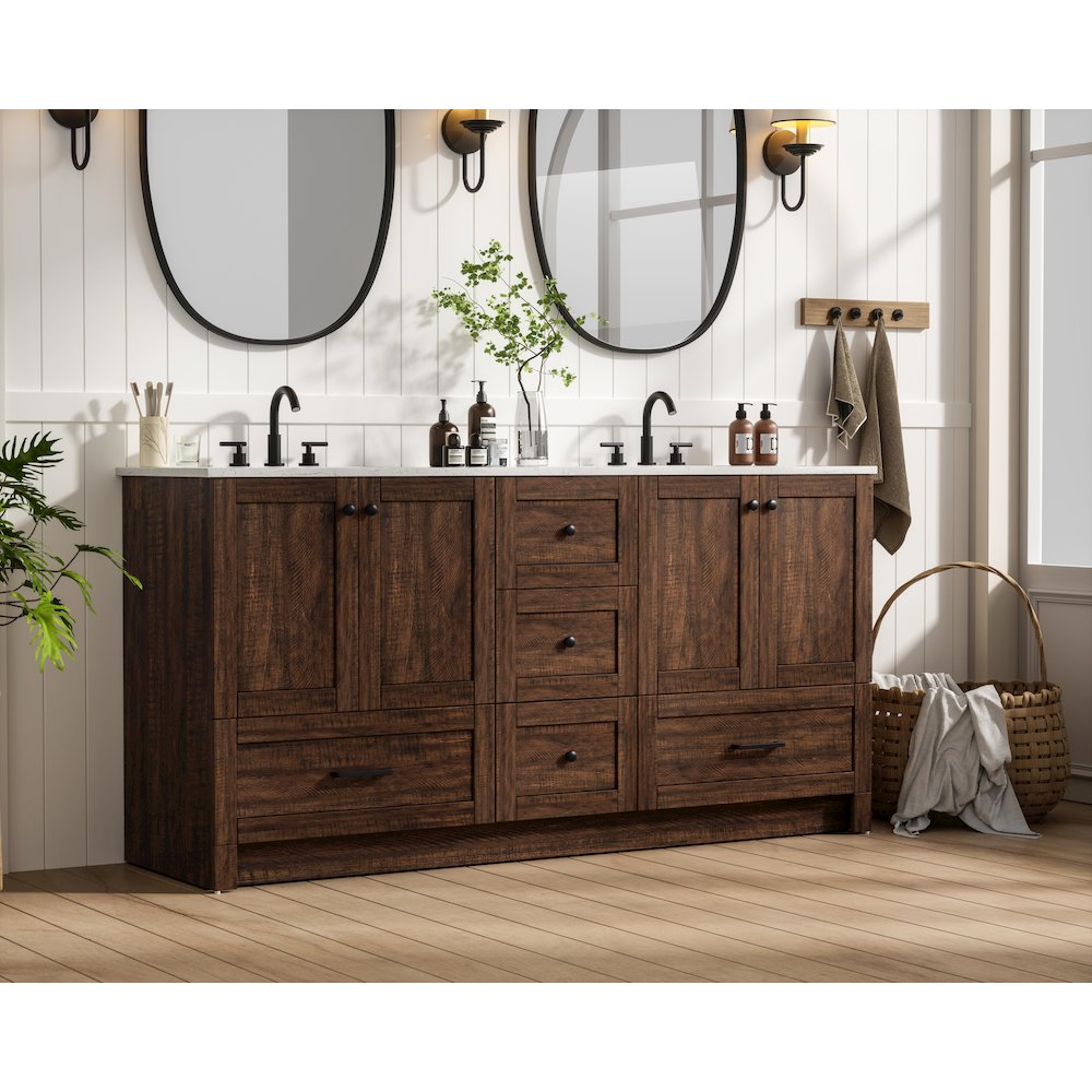 66 inch Double Bathroom Vanity In Expresso