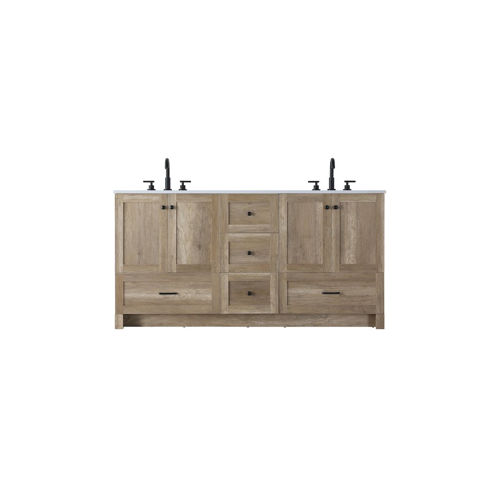 66 inch Double Bathroom Vanity In Natural Oak