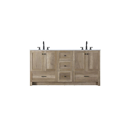 66 inch Double Bathroom Vanity In Natural Oak