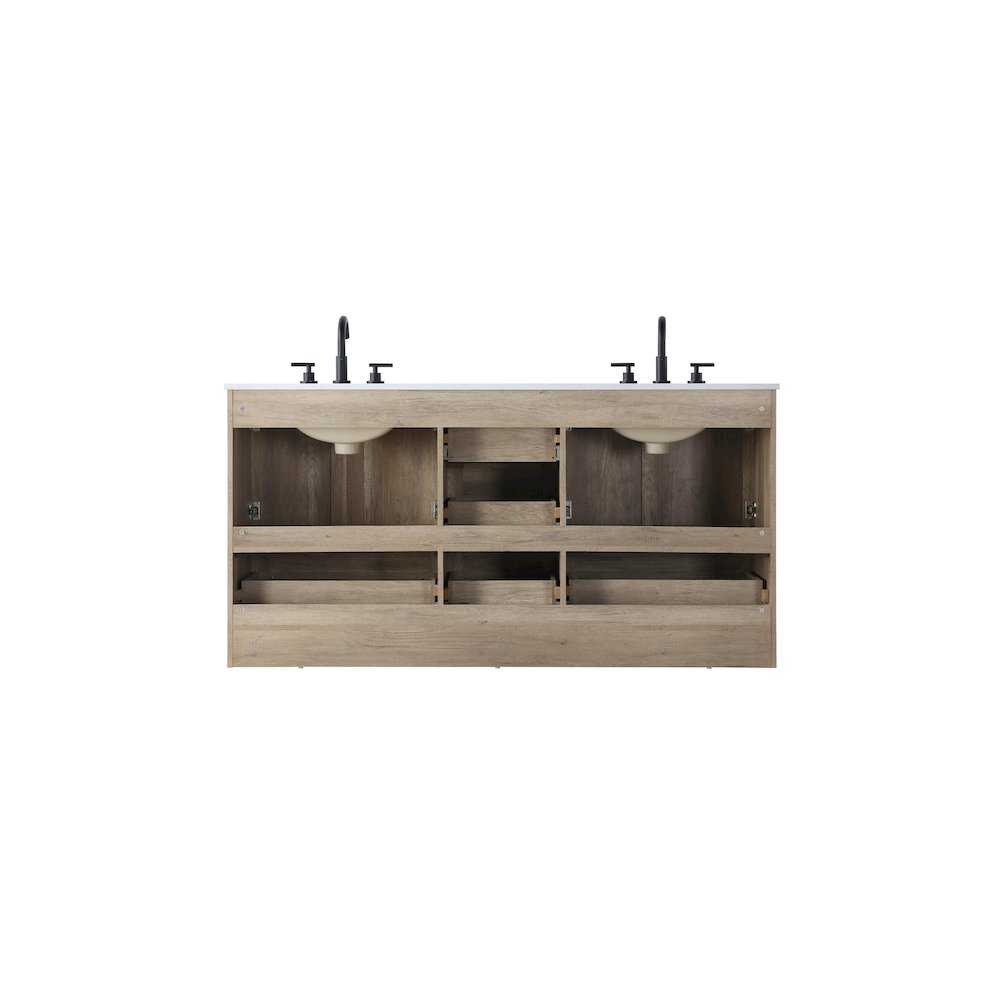 66 inch Double Bathroom Vanity In Natural Oak