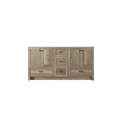 66 inch Double Bathroom Vanity In Natural Oak