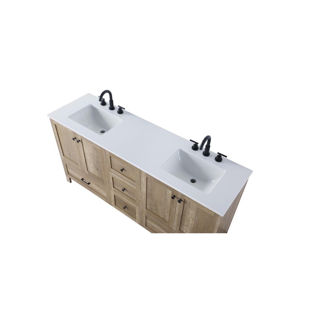 66 inch Double Bathroom Vanity In Natural Oak