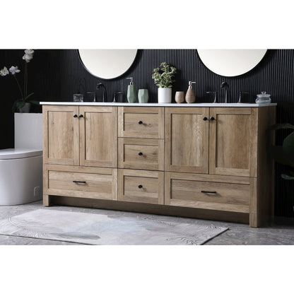 72 Inch Double Bathroom Vanity In Natural Oak