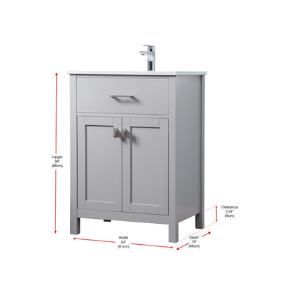 24 Inch SIngle Bathroom Vanity In Grey