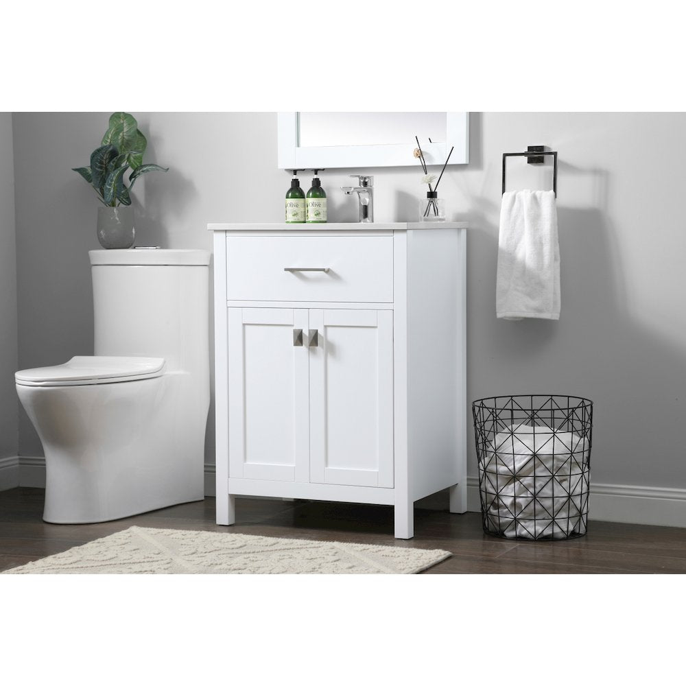 24 Inch SIngle Bathroom Vanity In White