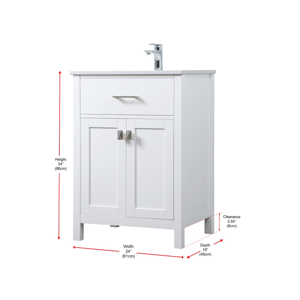 24 Inch SIngle Bathroom Vanity In White