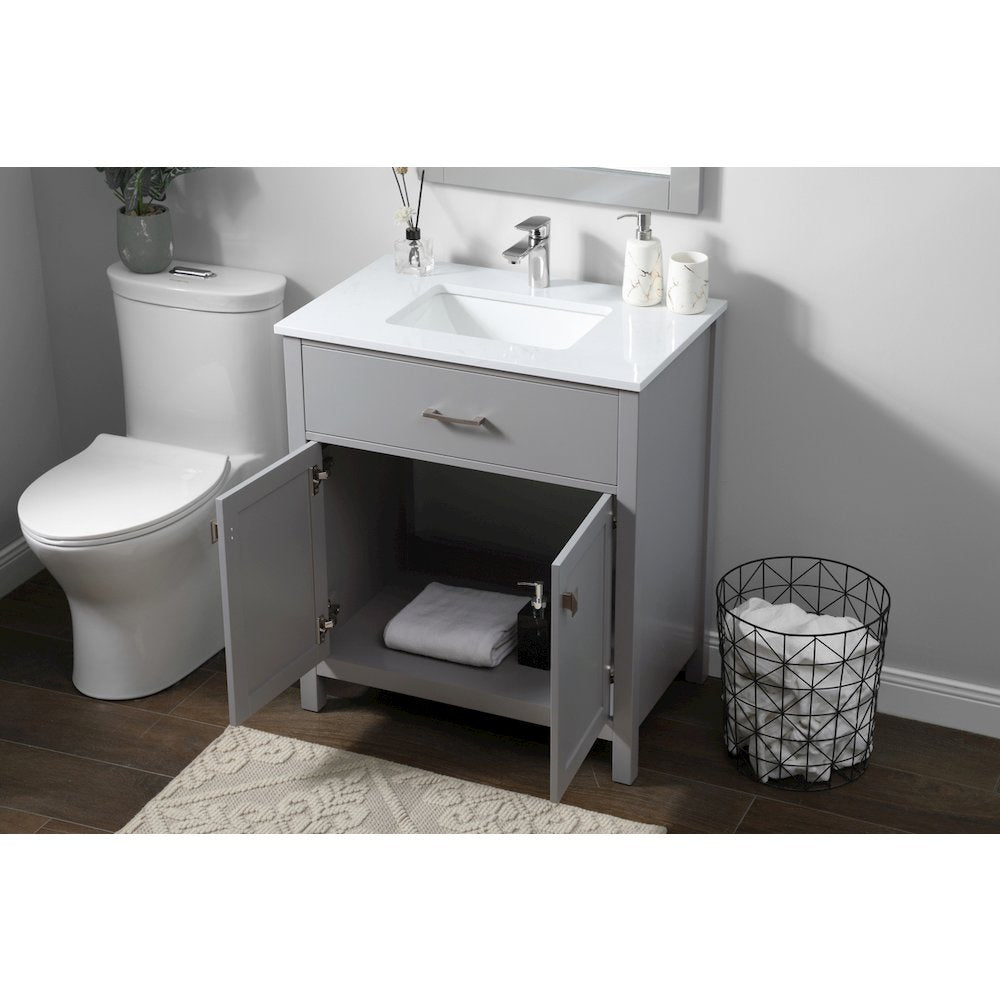 30 Inch SIngle Bathroom Vanity In Grey