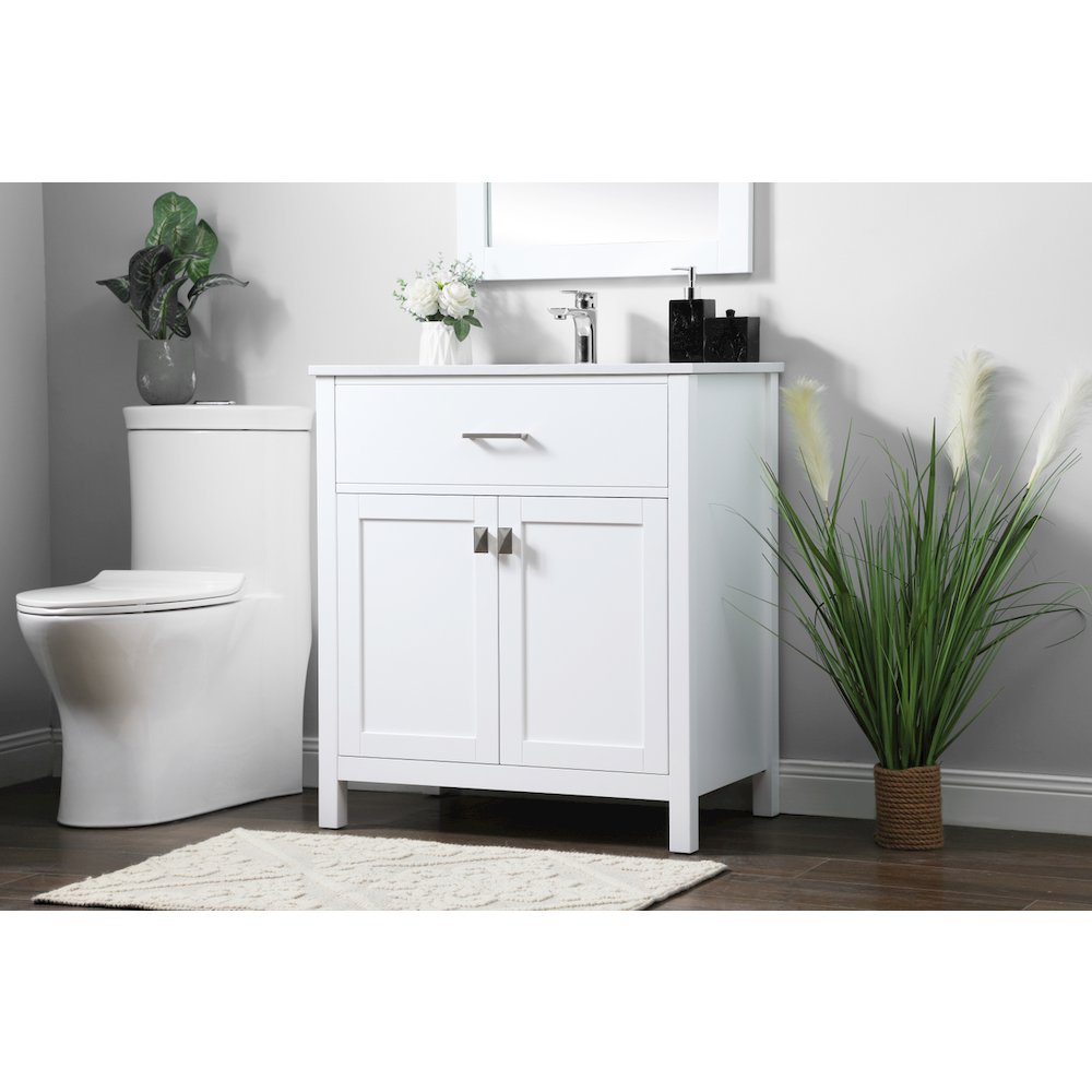 30 Inch SIngle Bathroom Vanity In White