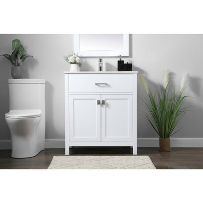 30 Inch SIngle Bathroom Vanity In White