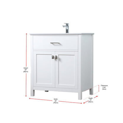 30 Inch SIngle Bathroom Vanity In White
