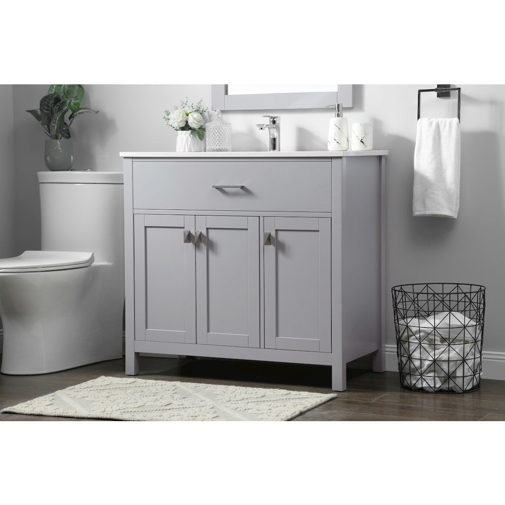 36 Inch SIngle Bathroom Vanity In Grey