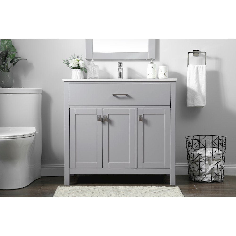 36 Inch SIngle Bathroom Vanity In Grey