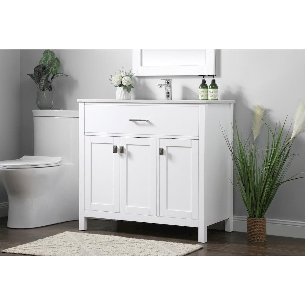 36 Inch SIngle Bathroom Vanity In White