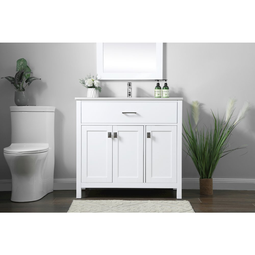 36 Inch SIngle Bathroom Vanity In White