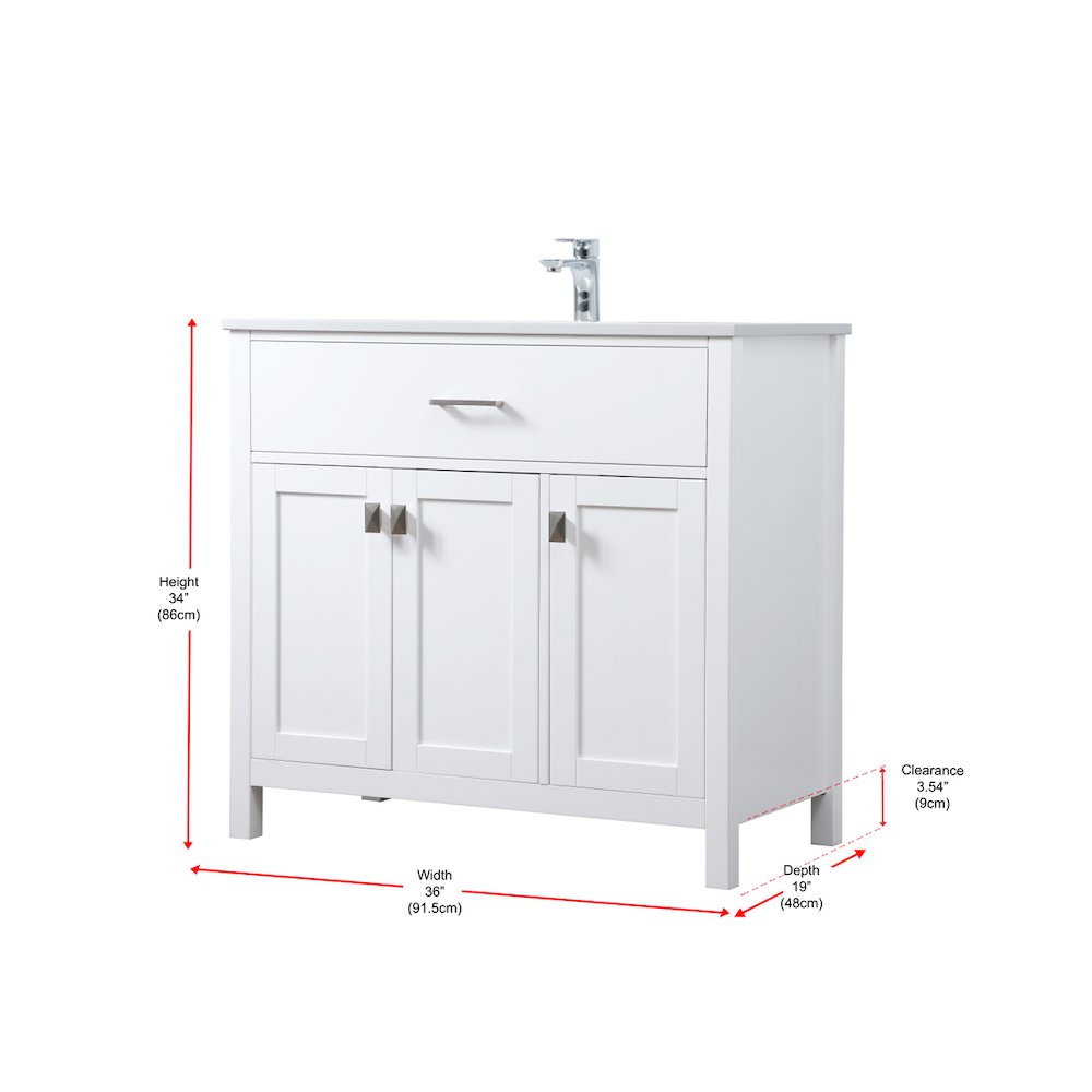 36 Inch SIngle Bathroom Vanity In White