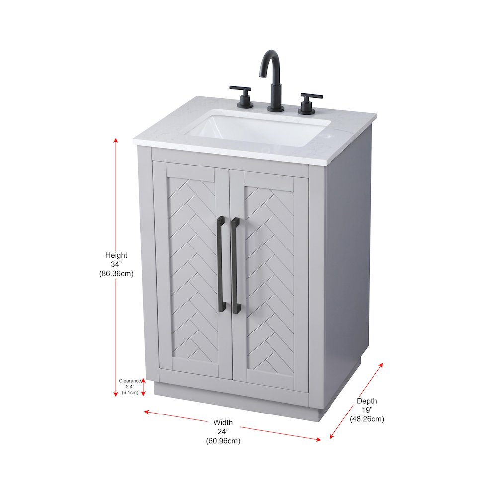 24 inch Single Bathroom Vanity in Grey