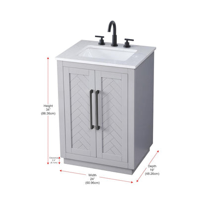 24 inch Single Bathroom Vanity in Grey