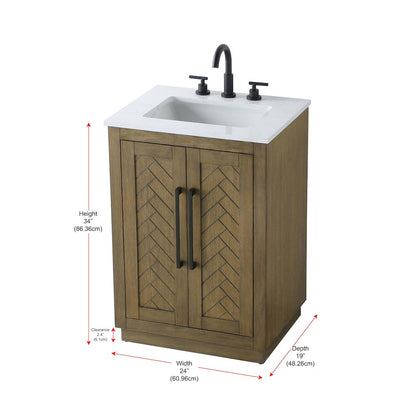 24 inch Single Bathroom Vanity in Hazel Oak