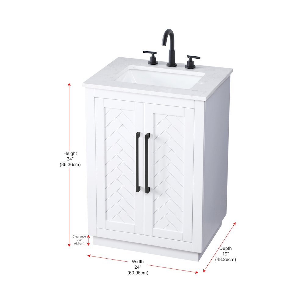24 inch Single Bathroom Vanity in White