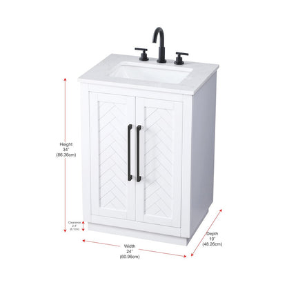 24 inch Single Bathroom Vanity in White