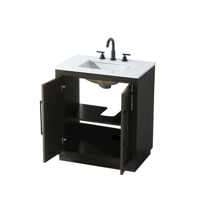 30 inch Single Bathroom Vanity in Chocolate Oak
