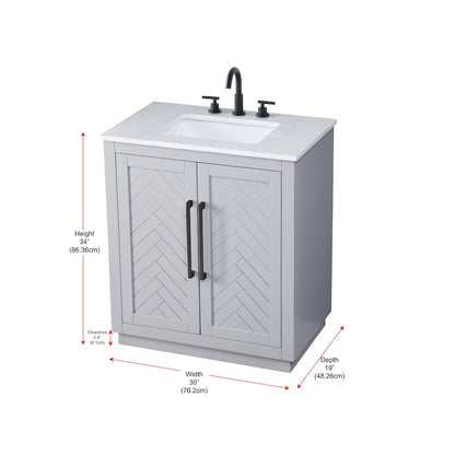 30 inch Single Bathroom Vanity in Grey