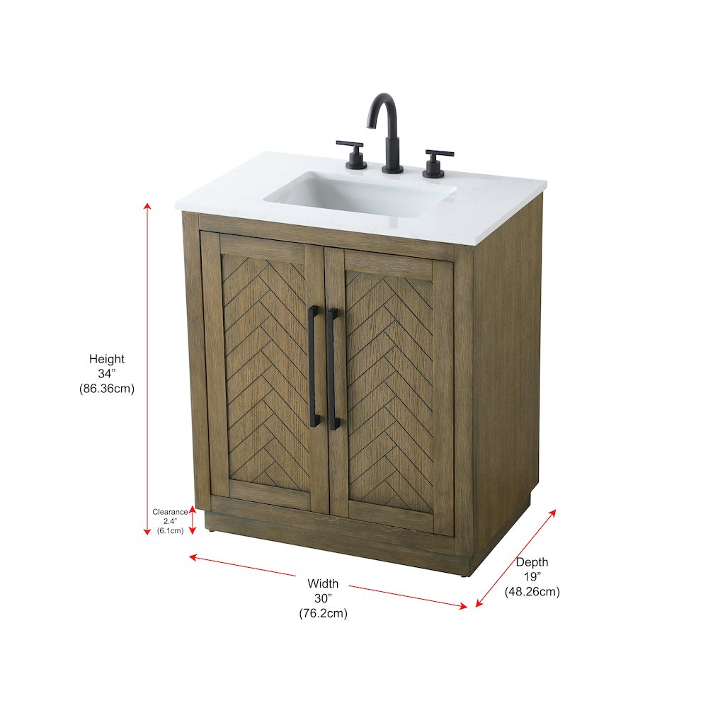 30 inch Single Bathroom Vanity in Hazel Oak