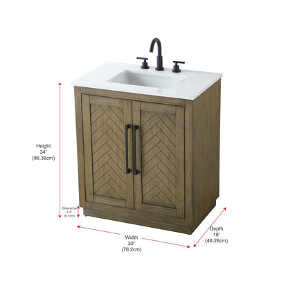 30 inch Single Bathroom Vanity in Hazel Oak